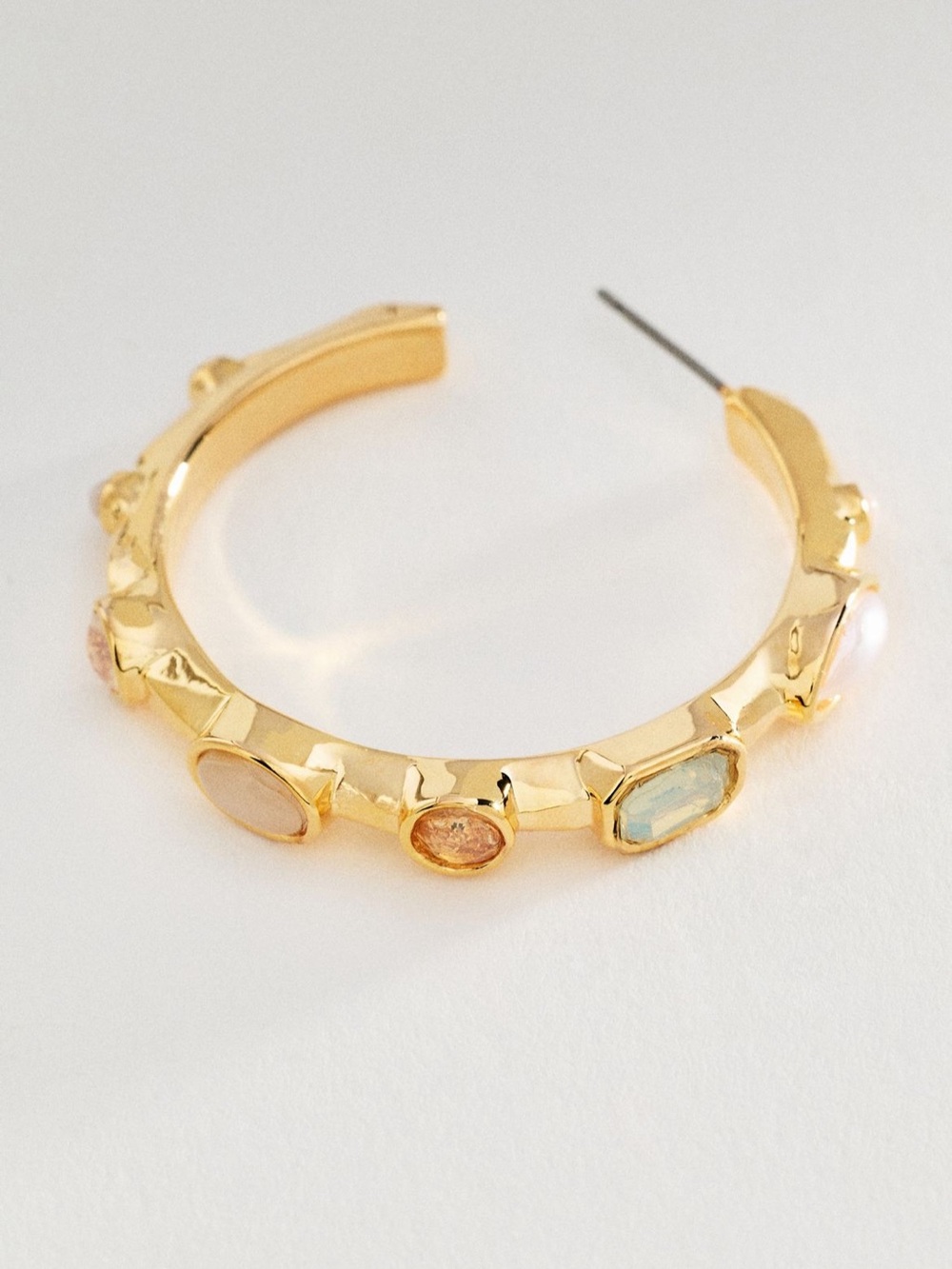 Anthropologie Bezel Stone Hoop Earrings - Picture 3 of 7